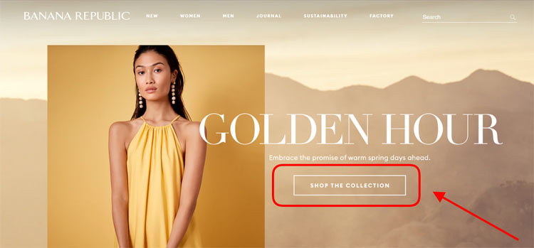 “Shop the collection” CTA on the Banana Republic site