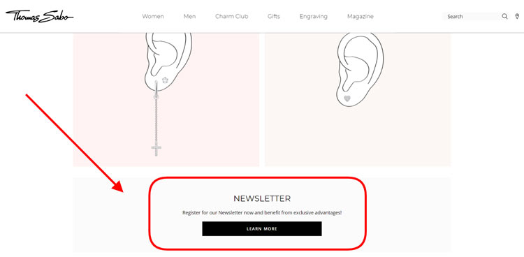 “Learn more” CTA in the Thomas Sabo store