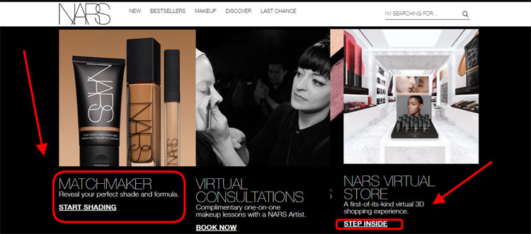 Wordplay CTAs on the NARS Cosmetics website