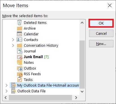 Select the new data file folder