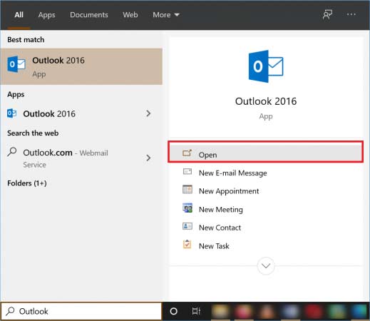 launch the Outlook application