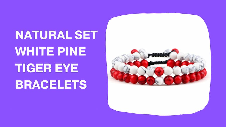 Natural Set White Pine Tiger Eye Bracelets